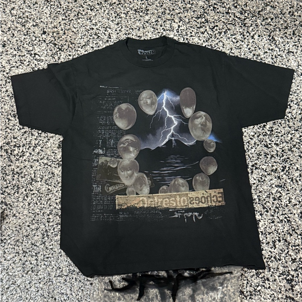 Travis Scott Utopia Black Graphic Short-Sleeve Men's T-Shirt with Lightning